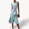 Agurelle – Abito midi asimmetrico con balze drappeggiate