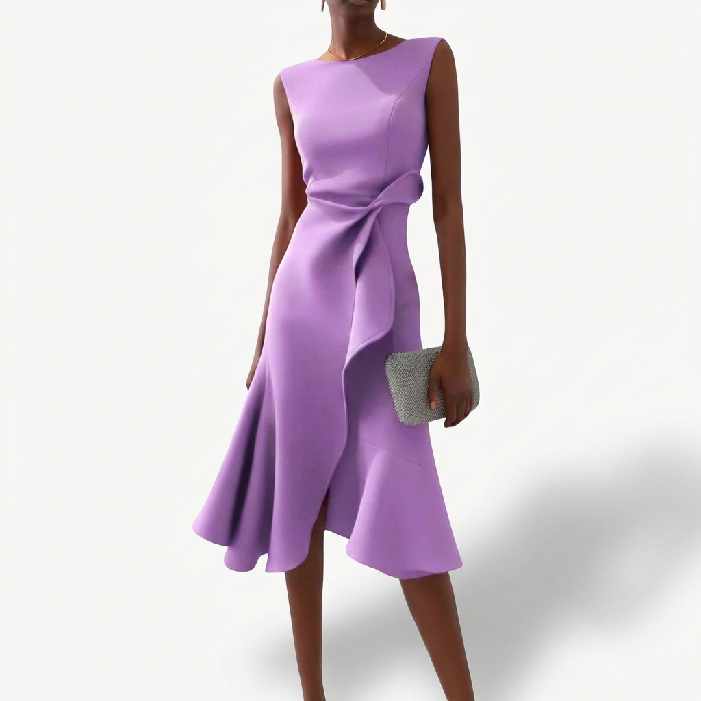 Agurelle – Rochie midi drapată asimetric cu volane