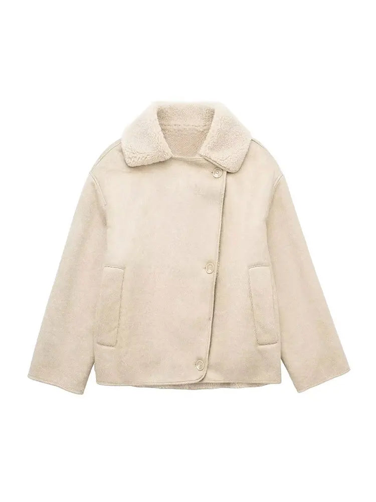 Sophie – Women’s Short Shearling Wool Jacket