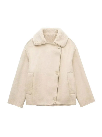 Sophie – Women’s Short Shearling Wool Jacket