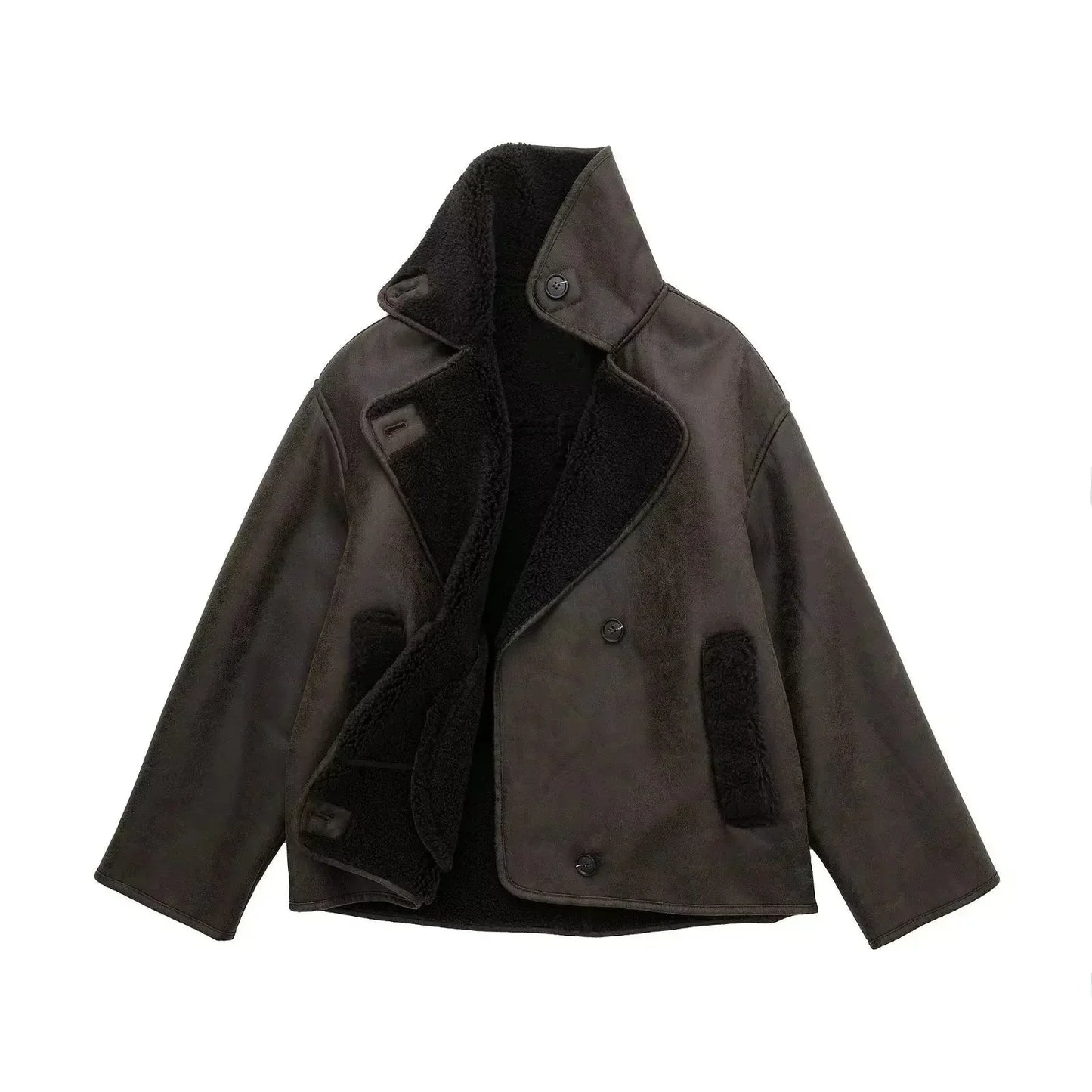 Sophie – Women’s Short Shearling Wool Jacket