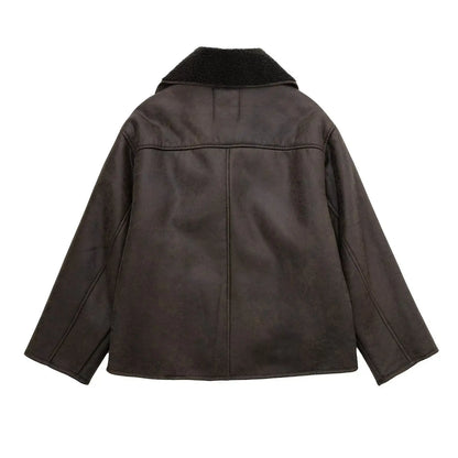Sophie – Women’s Short Shearling Wool Jacket