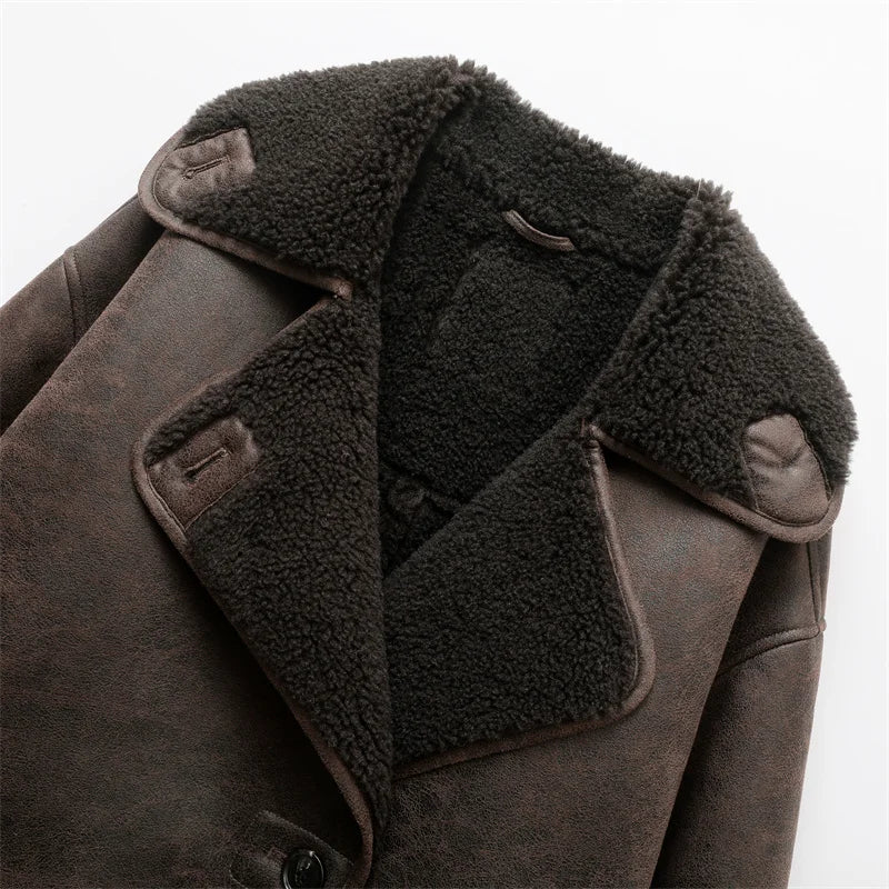 Sophie – Women’s Short Shearling Wool Jacket