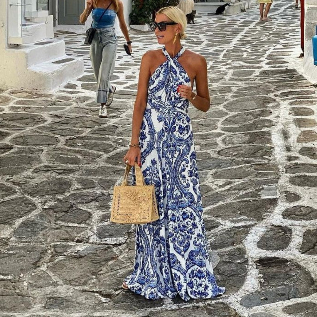 Alyrene - Φόρεμα Χωρίς Πλάτη με Λαιμόκοψη Halter, Κομψή Γραμμή