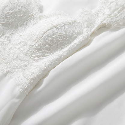 Narielle – Robe de mariée longue avec corsage en dentelle blanche