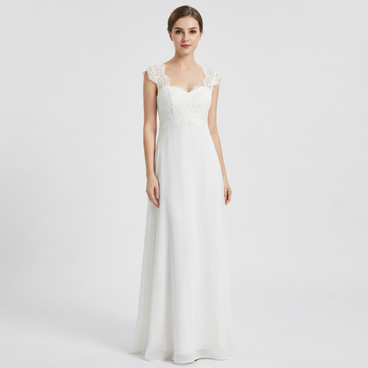 Narielle – White Lace Bodice Maxi Bridal Dress