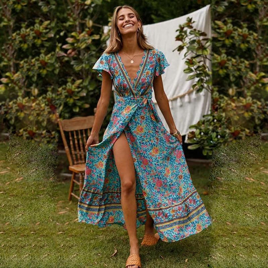 Morgana – Bohemian Wrap Maxi Dress Women