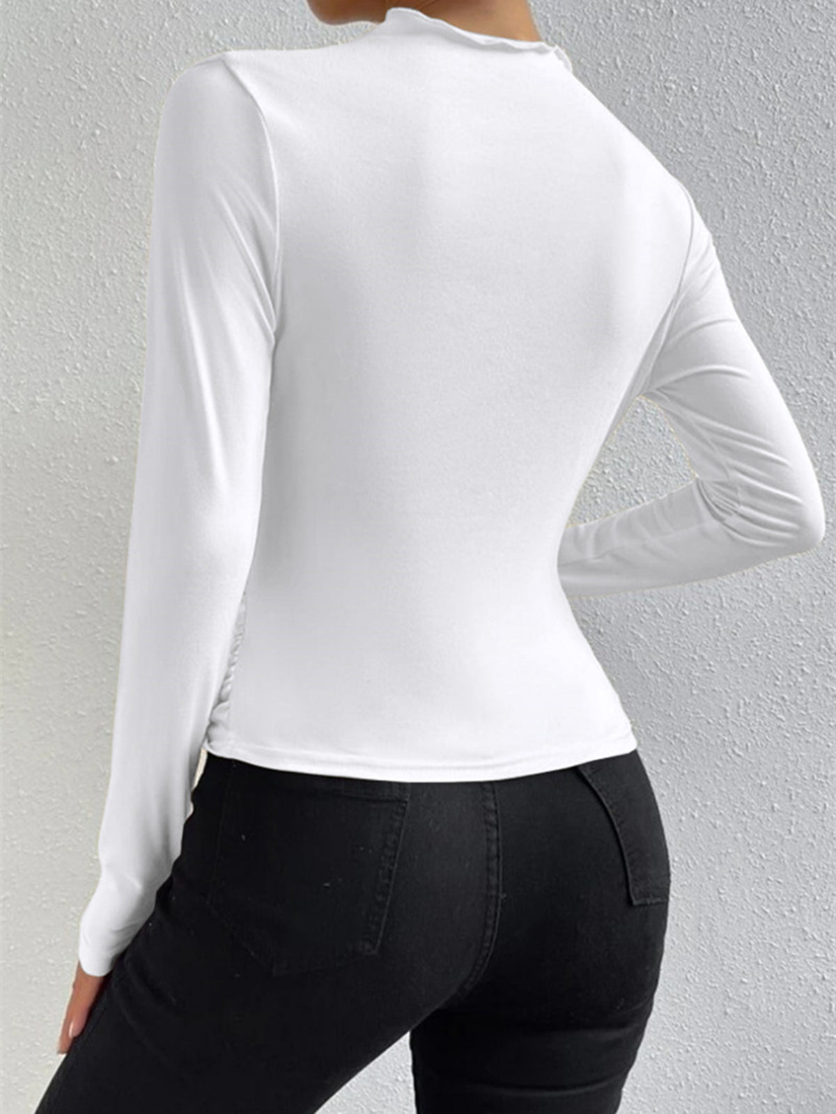 Livarelle – Maglia a maniche lunghe da donna con dettaglio arricciato