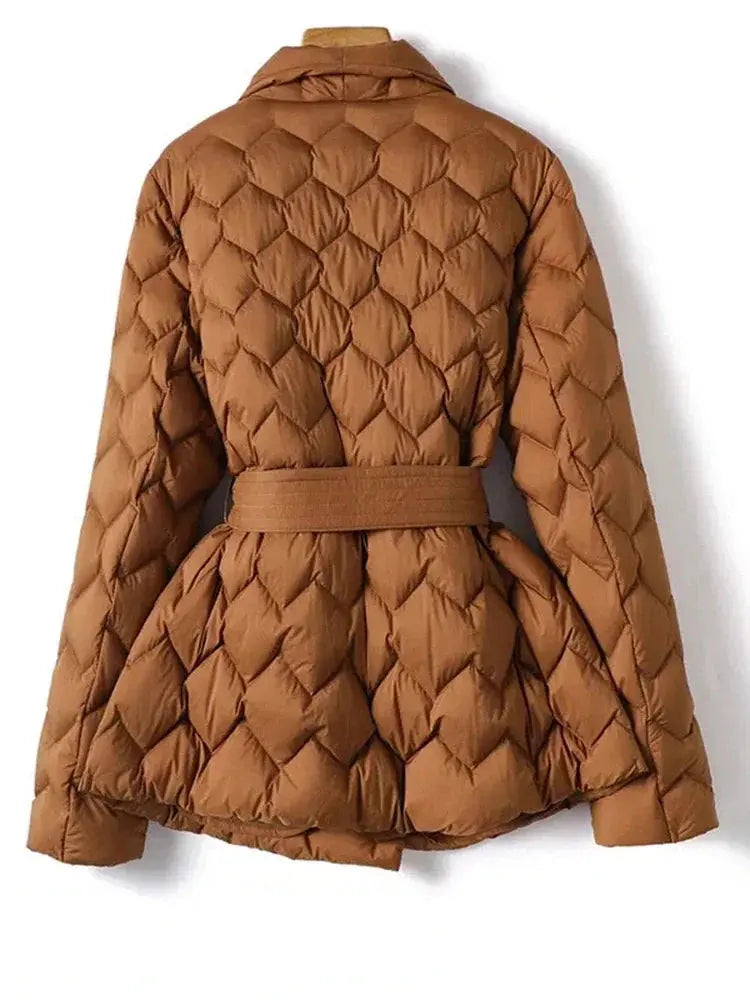 Belted Down Jacket for Women Azzoria