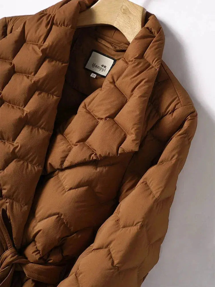 Belted Down Jacket for Women Azzoria