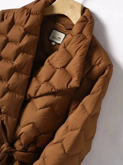 Belted Down Jacket for Women Azzoria