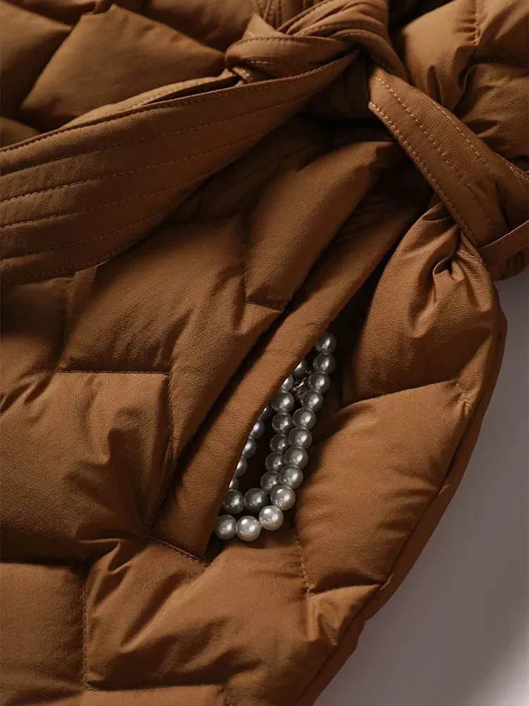Belted Down Jacket for Women Azzoria