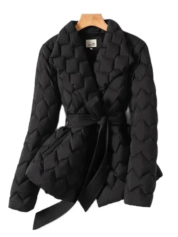 Belted Down Jacket for Women Azzoria