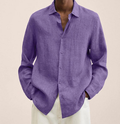 Men's Linen Button Down Shirt Classic Fit Lightweight