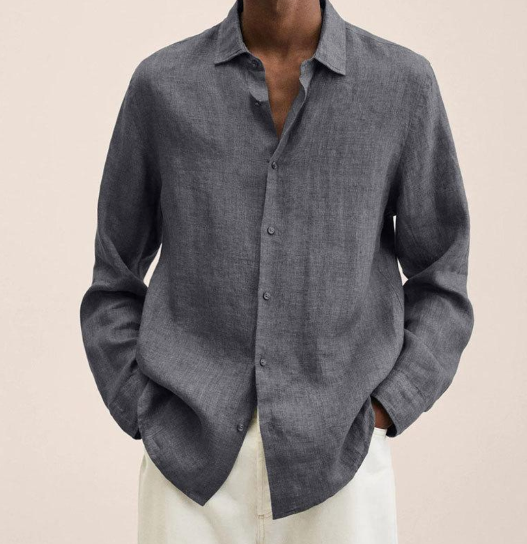 Men's Linen Button Down Shirt Classic Fit Lightweight - Image 9