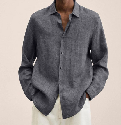 Men's Linen Button Down Shirt Classic Fit Lightweight - Image 9
