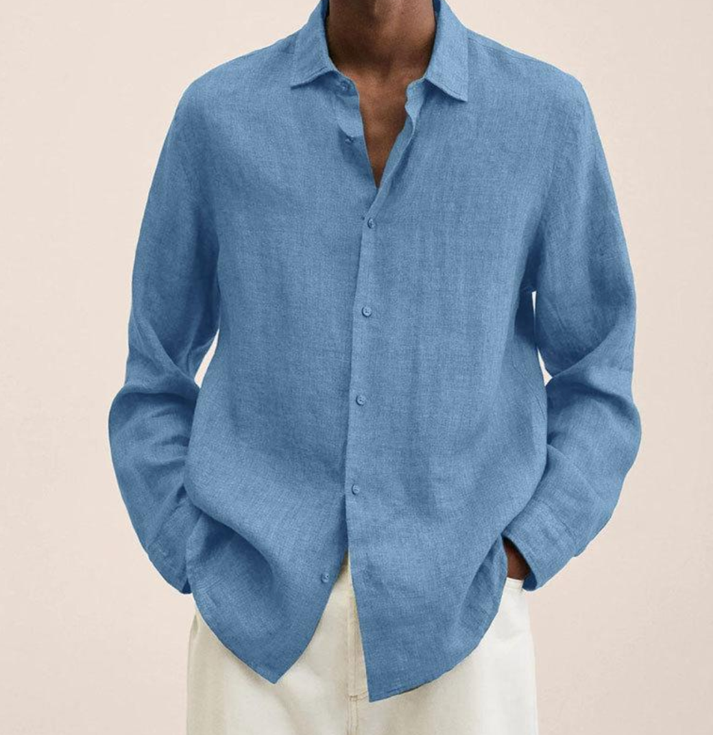 Men's Linen Button Down Shirt Classic Fit Lightweight - Image 5