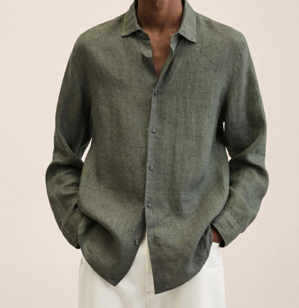 Men's Linen Button Down Shirt Classic Fit Lightweight - Image 13