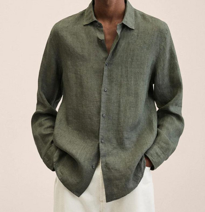 Men's Linen Button Down Shirt Classic Fit Lightweight - Image 13