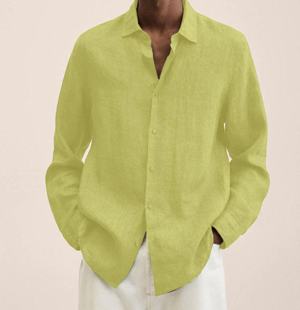 Men's Linen Button Down Shirt Classic Fit Lightweight - Image 12
