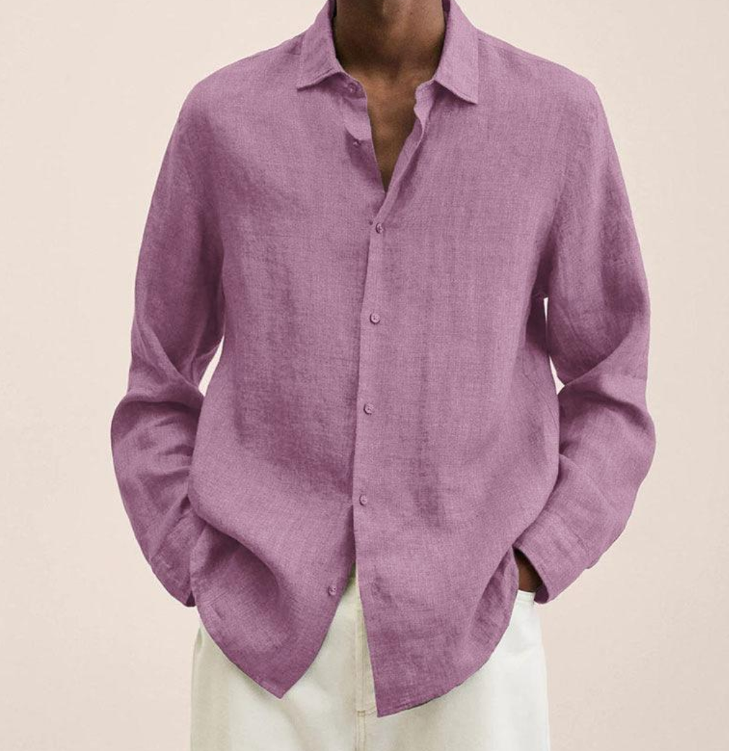 Men's Linen Button Down Shirt Classic Fit Lightweight - Image 11