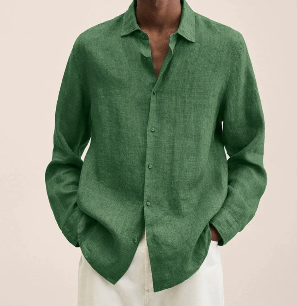 Men's Linen Button Down Shirt Classic Fit Lightweight - Image 10