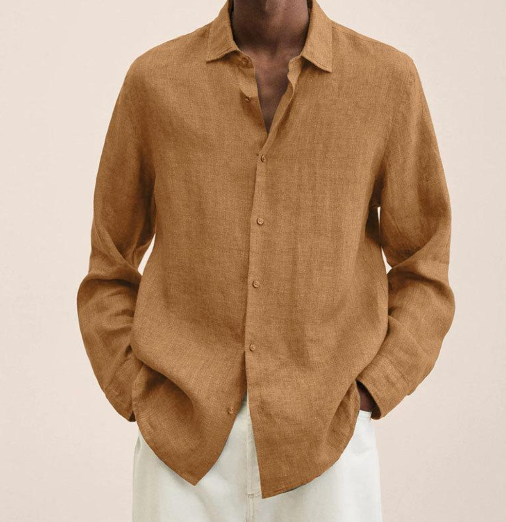 Men's Linen Button Down Shirt Classic Fit Lightweight - Image 7