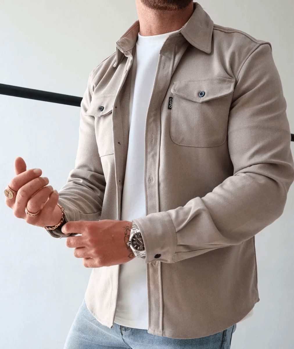 Delviero – Polo à manches longues pour homme avec boutons