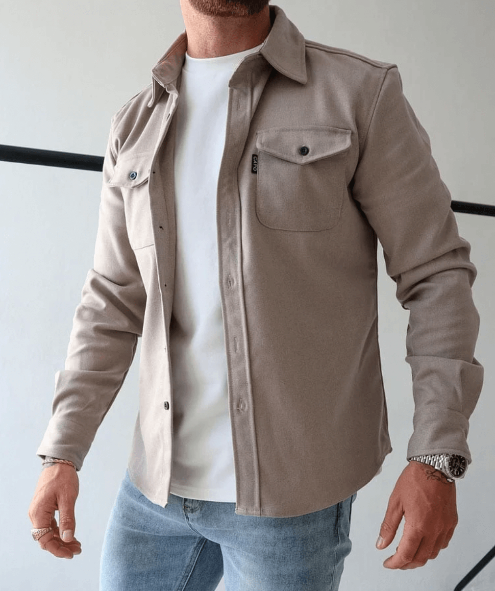 Delviero – Polo à manches longues pour homme avec boutons