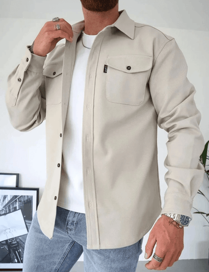 Delviero – Polo à manches longues pour homme avec boutons