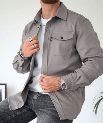 Delviero – Polo à manches longues pour homme avec boutons