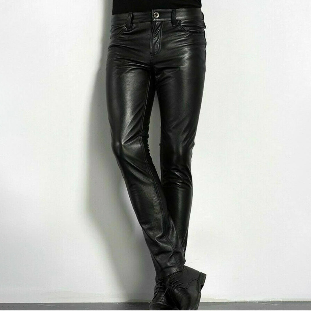 Rovareck - Mens Slim Fit Faux Leather Trousers