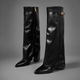 Women's Knee-High Slouch Boots - Pointed Toe Low Block Heel
