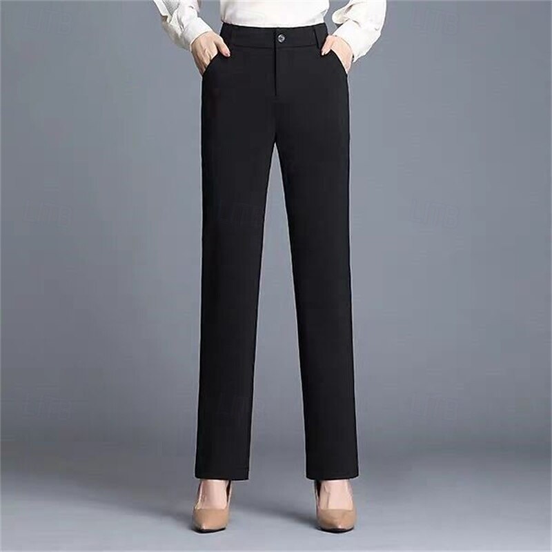 Women's Tailored Straight-Leg Trousers with Mid Rise