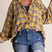 Brushed Check Shirt with Frayed Hem for Women Azzoria