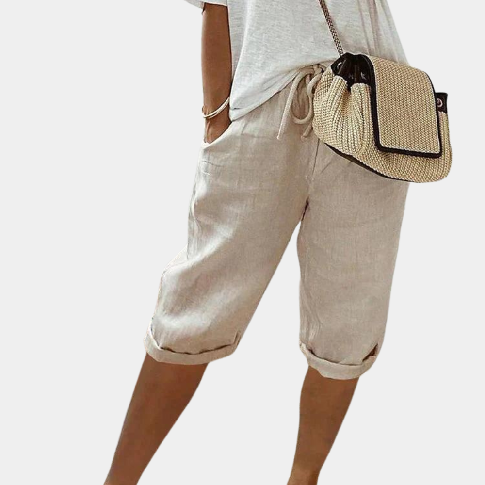 Women Linen Blend Pull-On Shorts Elastic Waist - Image 5
