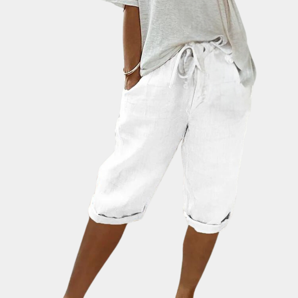 Women Linen Blend Pull-On Shorts Elastic Waist - Image 6