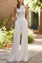 Women Halter Floor Length Bridal Jumpsuit Wide Leg