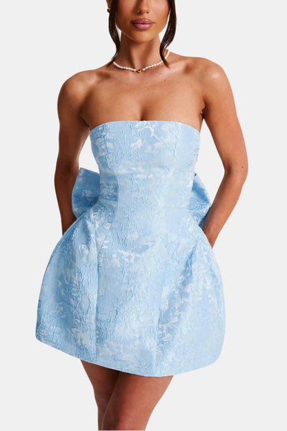 Celavie – Floral Jacquard Lace-Up Mini Dress - Image 4
