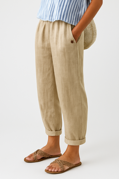 Women Wide Leg Pants Elastic Waist Casual Lightweight Pockets