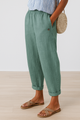 Women Linen Cropped Relaxed Pants - Image 4