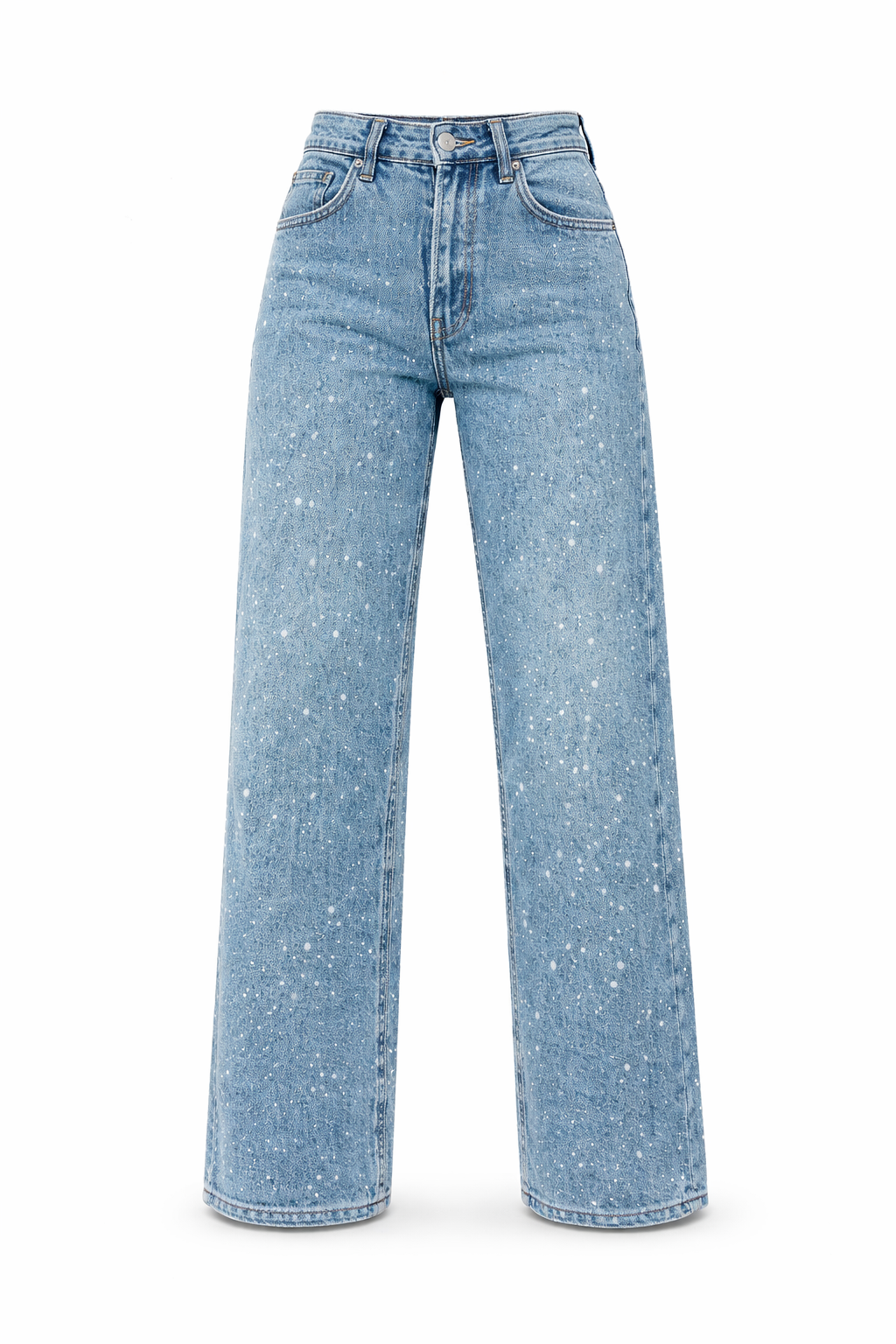Vivian - Jean droit taille haute avec détails pailletés