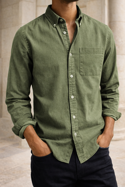 Alviro - Men Cotton Button Down Casual Shirt