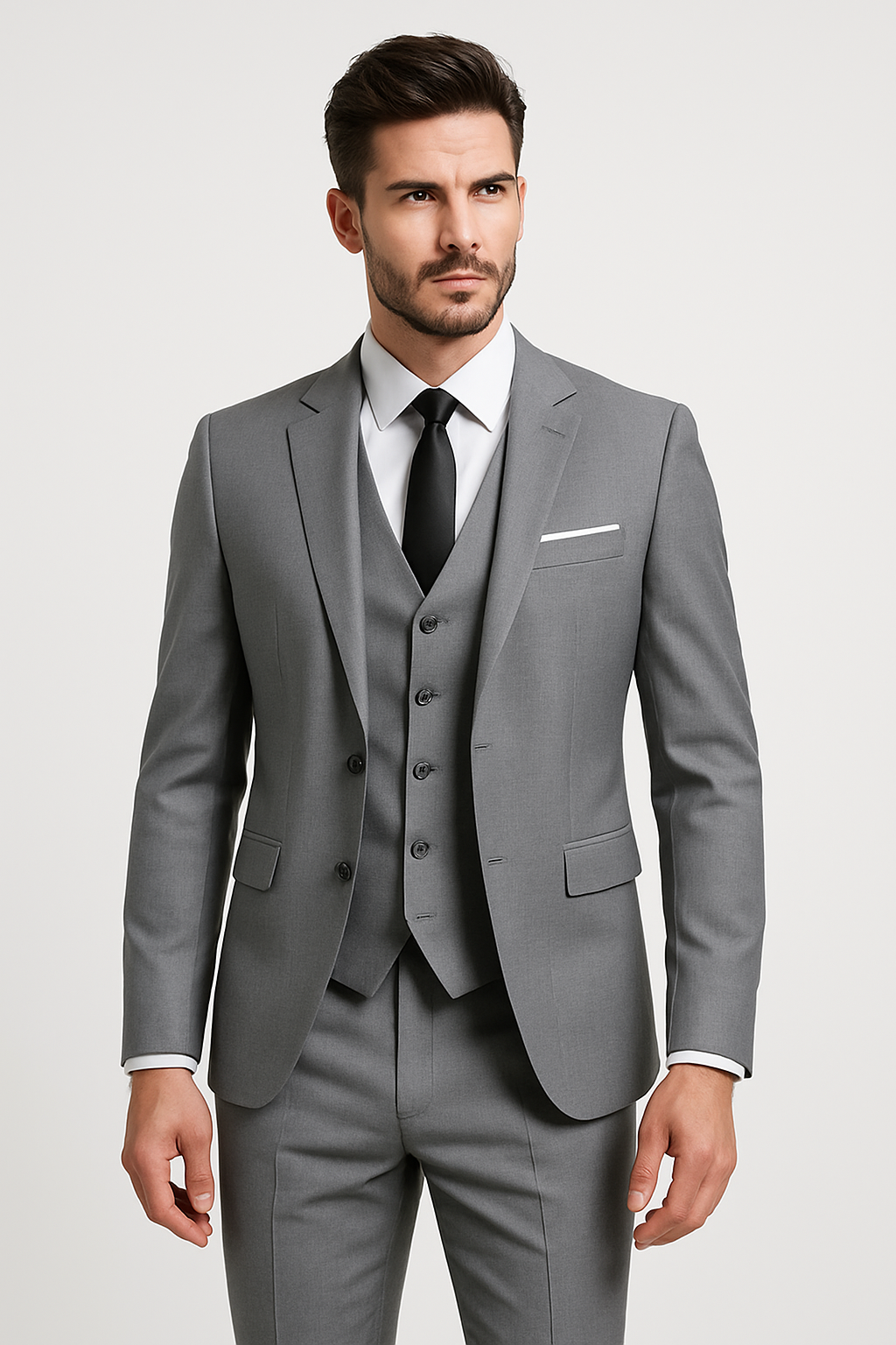 Men's Wool 3-Piece Slim Fit Formal Suit - Image 3