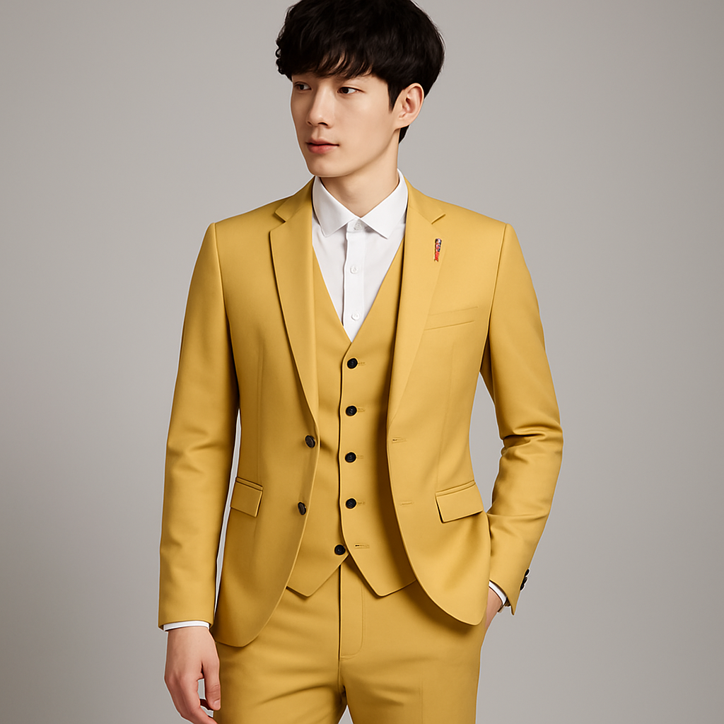 Men's Wool 3-Piece Slim Fit Formal Suit - Image 5