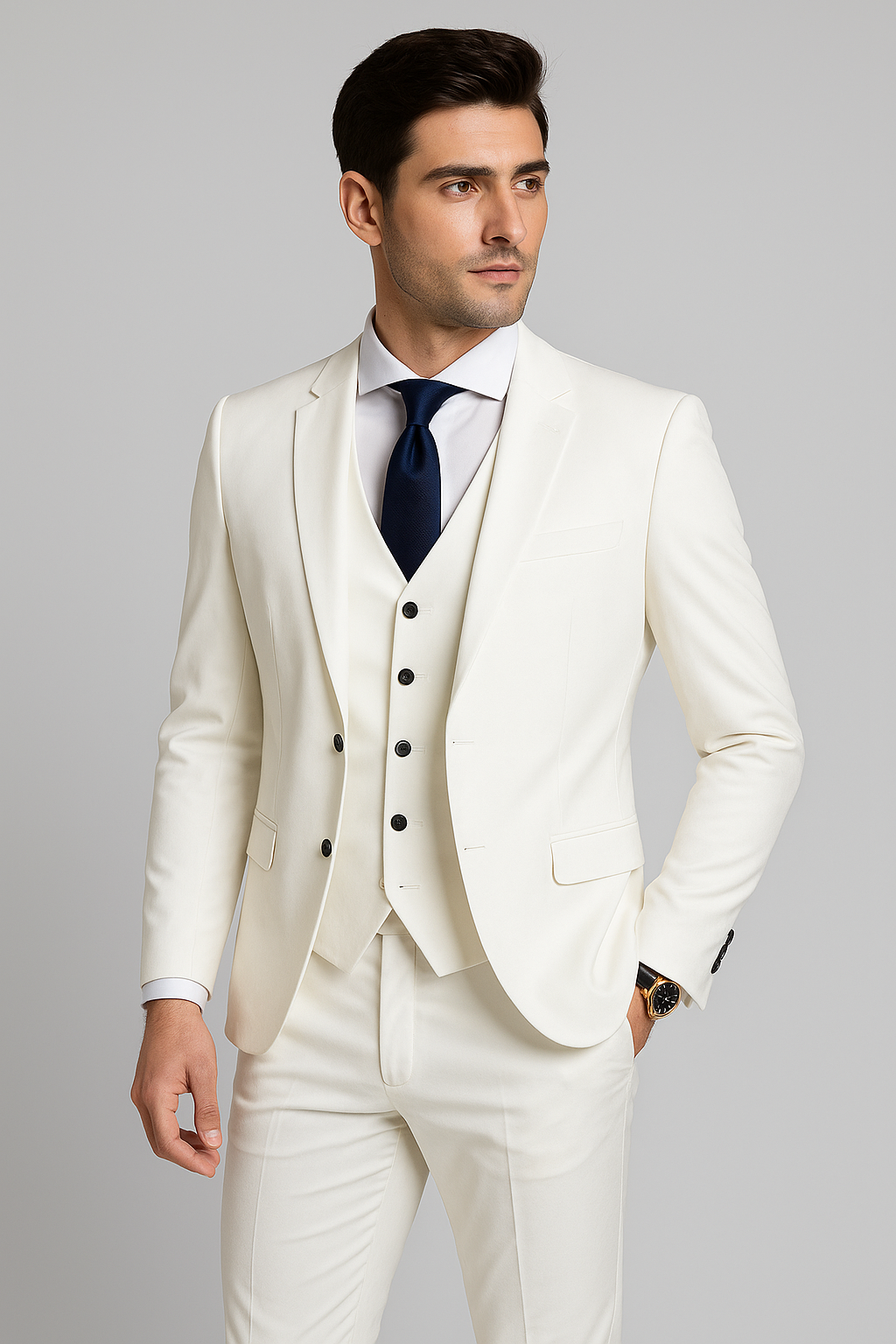 Men's Wool 3-Piece Slim Fit Formal Suit - Image 4