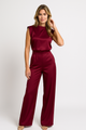 Lolita - Satin Look Sleeveless Jumpsuit Wide Leg Open Back
