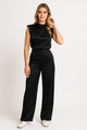 Lolita - Satin Look Sleeveless Jumpsuit Wide Leg Open Back
