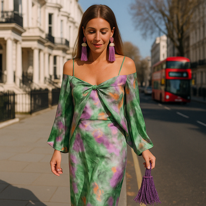 Nancy - Elegant Maxi Dress With Detachable Scarf
