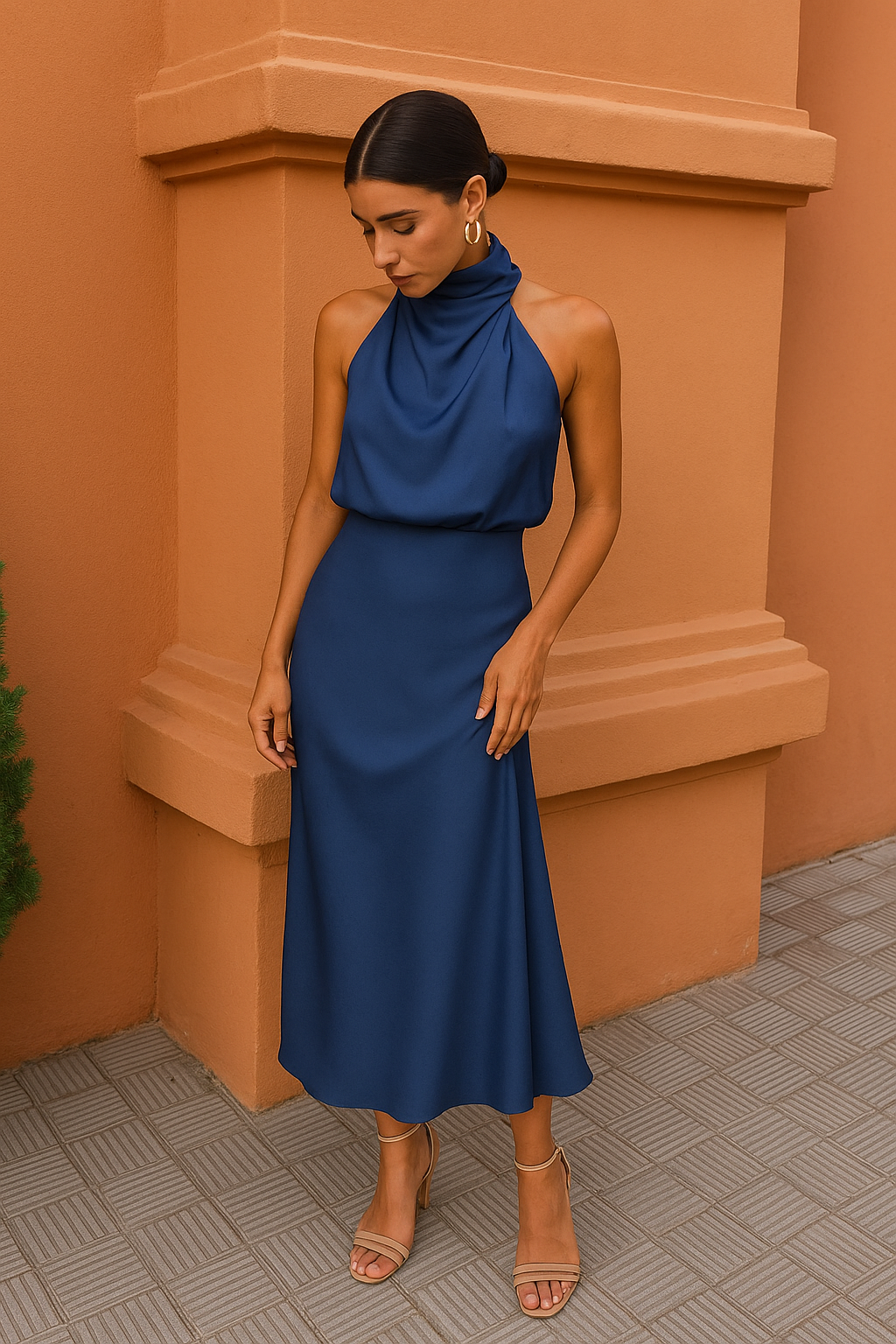 Women Satin Cowl Neck Open Back Maxi Dress - Image 7